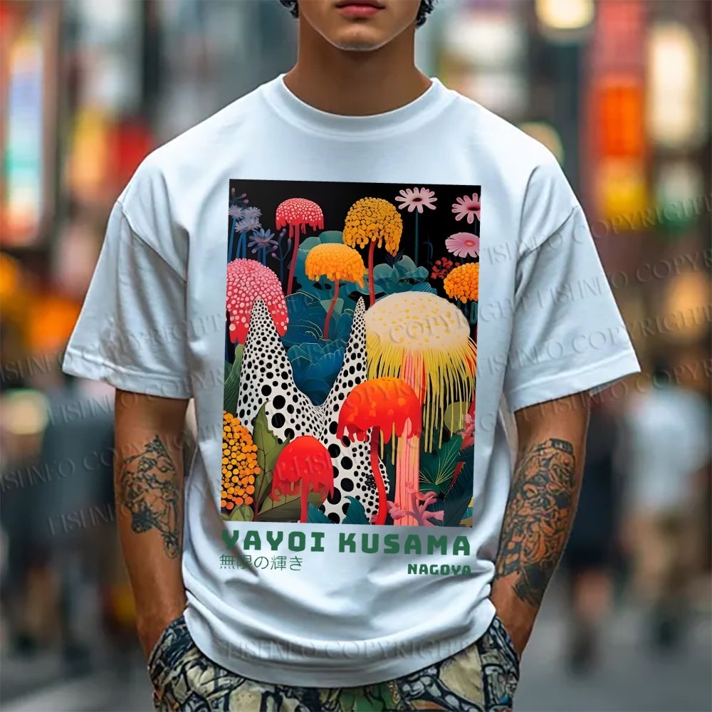 Unisex Yayoi Kusama Mushrooms Classic Cotton T-shirt