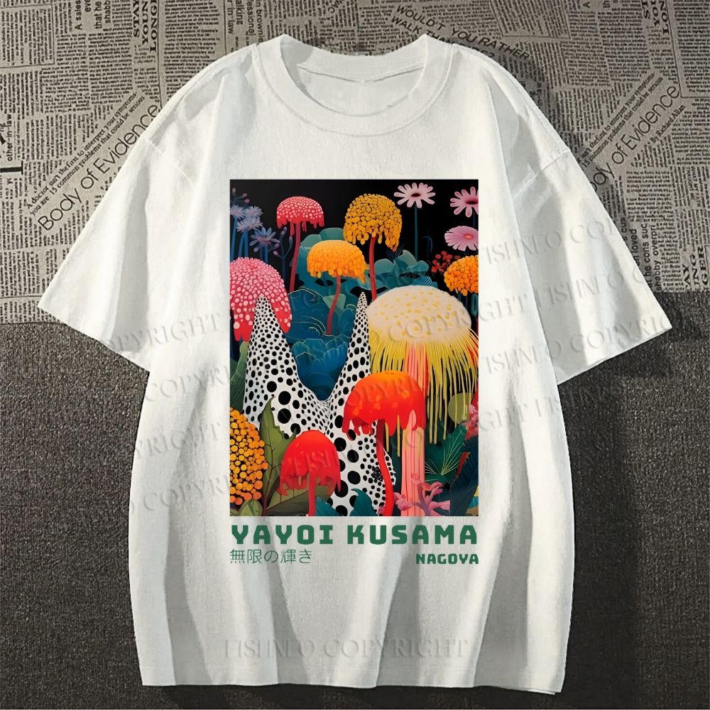 Unisex Yayoi Kusama Mushrooms Classic Cotton T-shirt