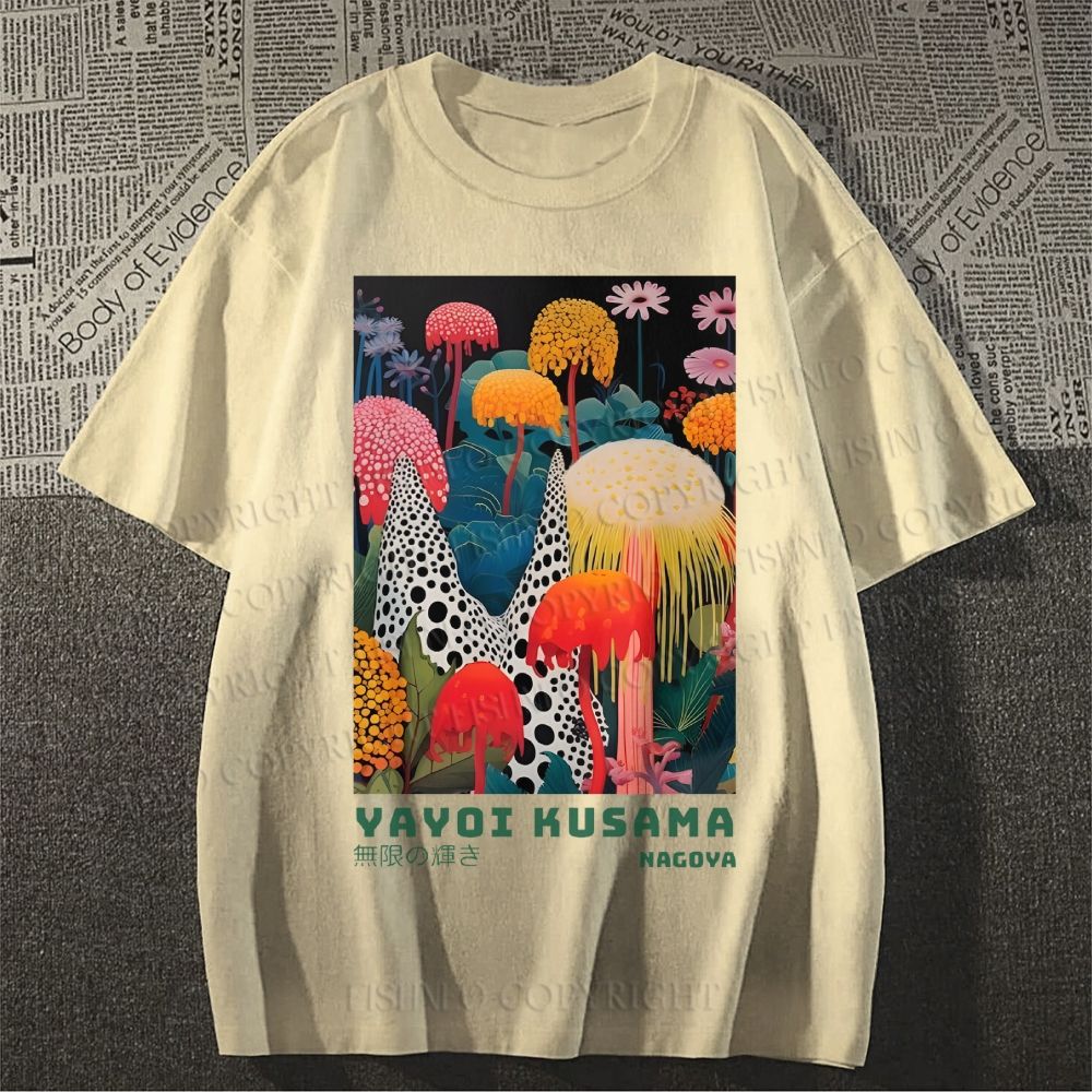 Unisex Yayoi Kusama Mushrooms Classic Cotton T-shirt