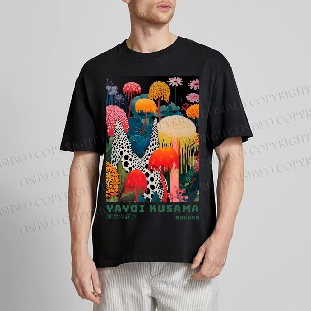 Unisex Yayoi Kusama Mushrooms Classic Cotton T-shirt