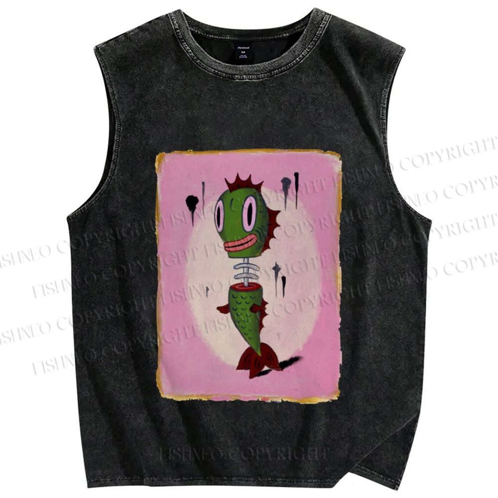 Unisex Gefilte Fish Printed Washed Tank Top