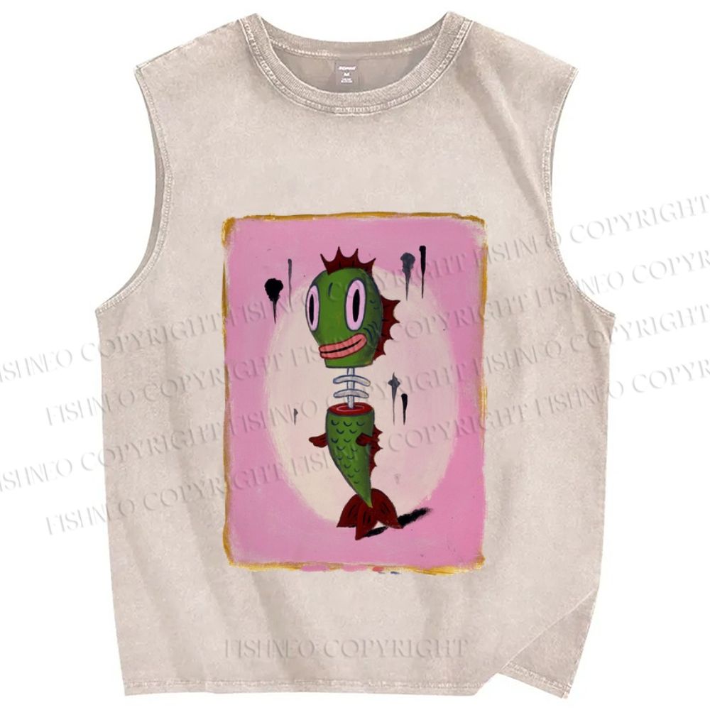 Unisex Gefilte Fish Printed Washed Tank Top