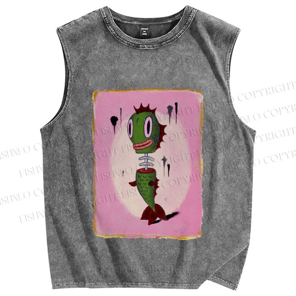 Unisex Gefilte Fish Printed Washed Tank Top