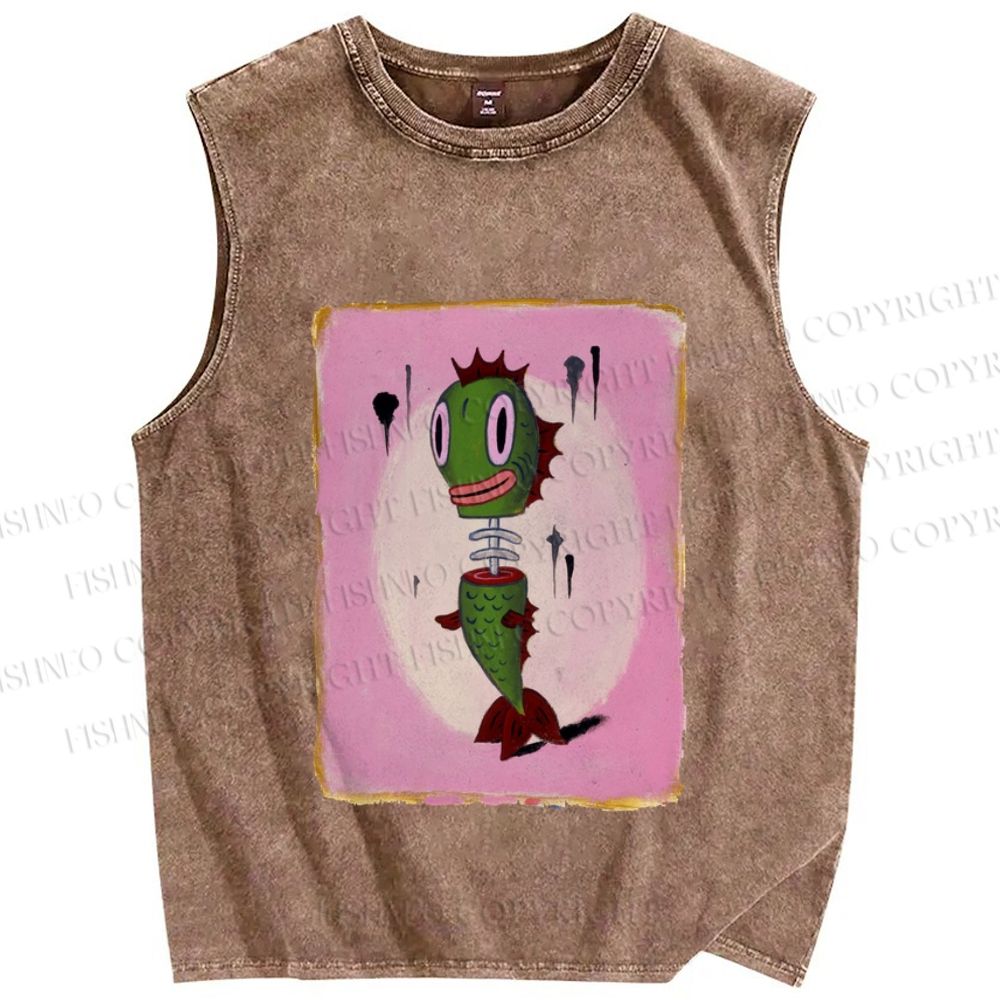 Unisex Gefilte Fish Printed Washed Tank Top