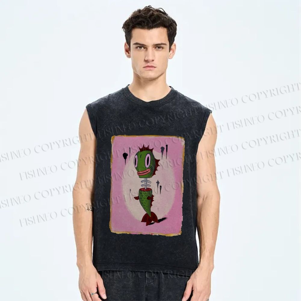 Unisex Gefilte Fish Printed Washed Tank Top