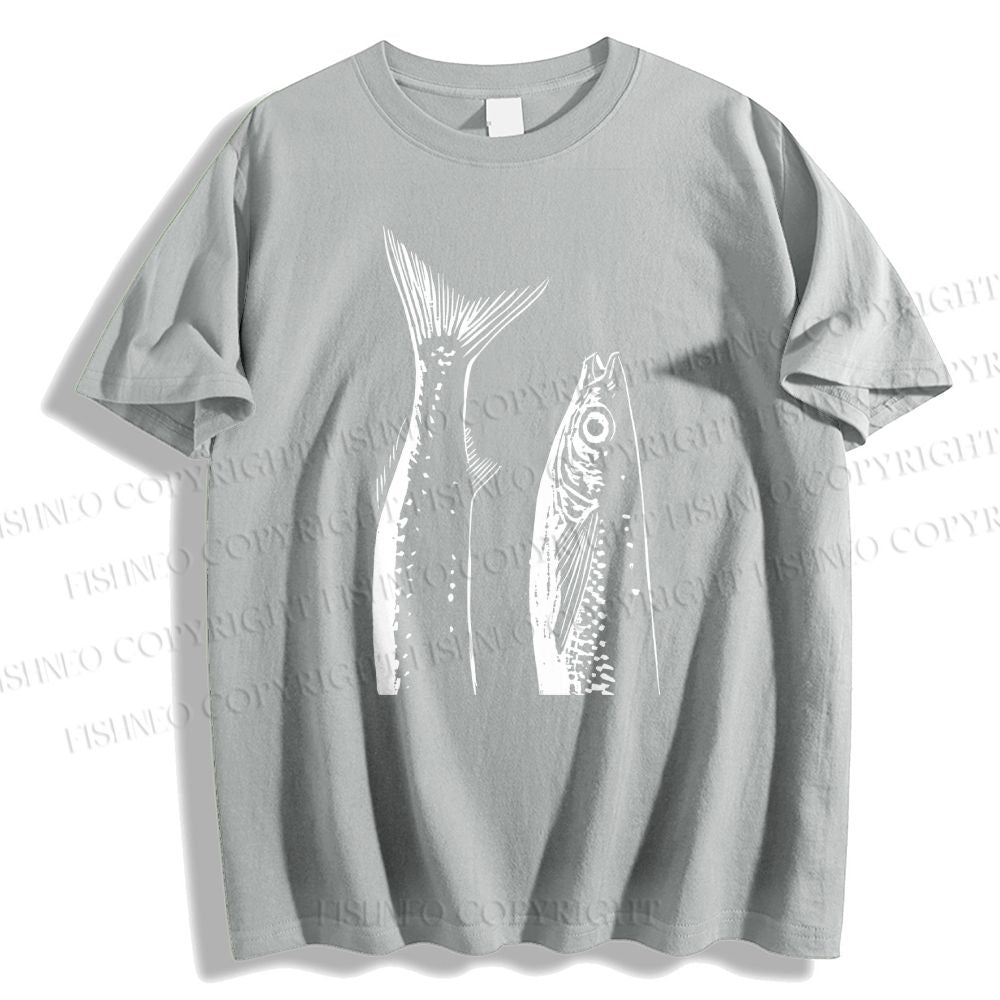 Unisex Simple Sketch Sardines Classic Cotton T-shirt