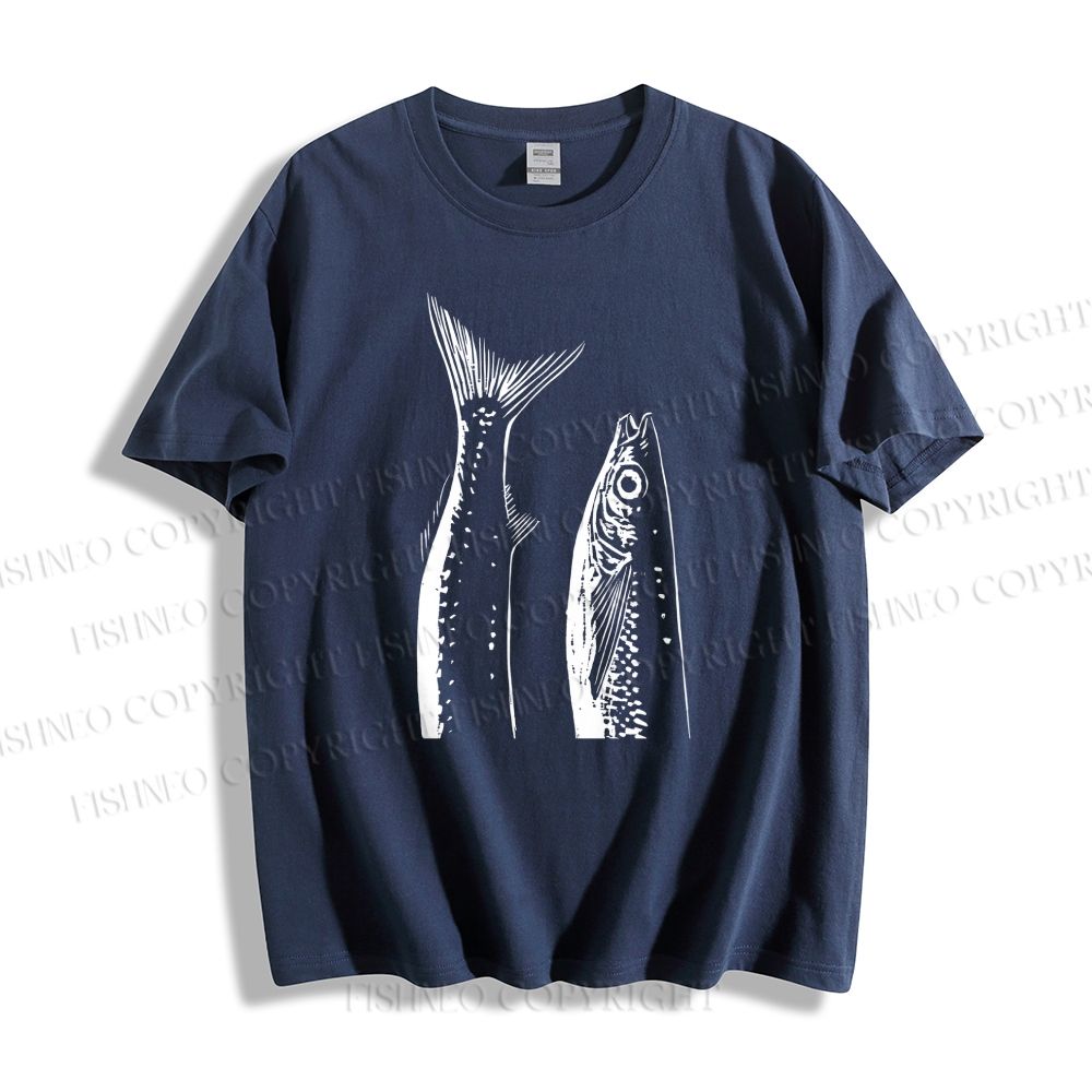 Unisex Simple Sketch Sardines Classic Cotton T-shirt
