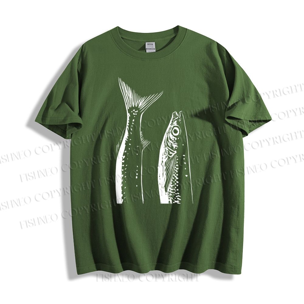 Unisex Simple Sketch Sardines Classic Cotton T-shirt