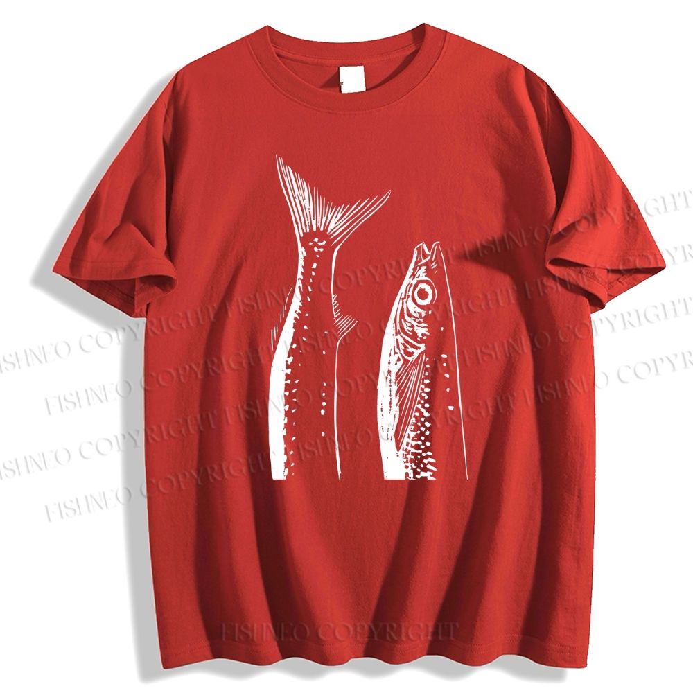 Unisex Simple Sketch Sardines Classic Cotton T-shirt