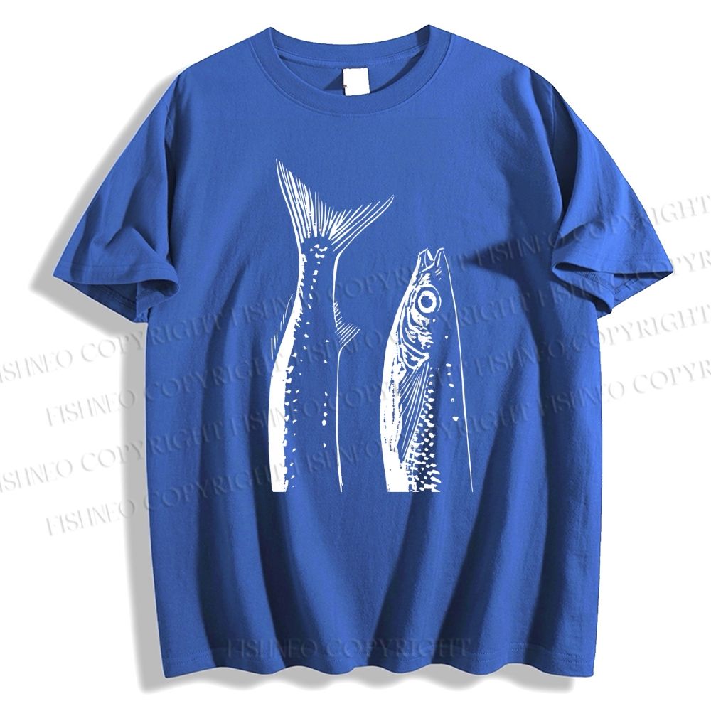 Unisex Simple Sketch Sardines Classic Cotton T-shirt