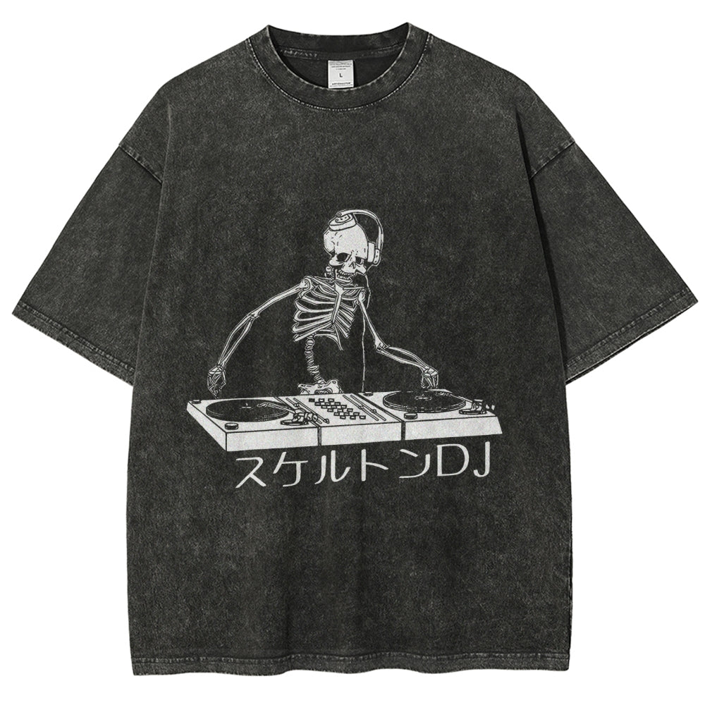 Skeleton DJ Vintage Washed T-shirt