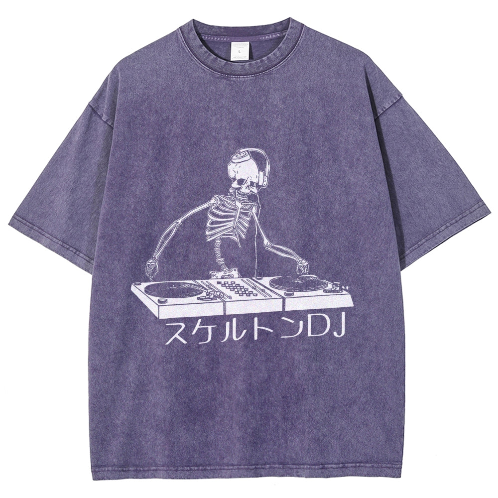 Skeleton DJ Vintage Washed T-shirt