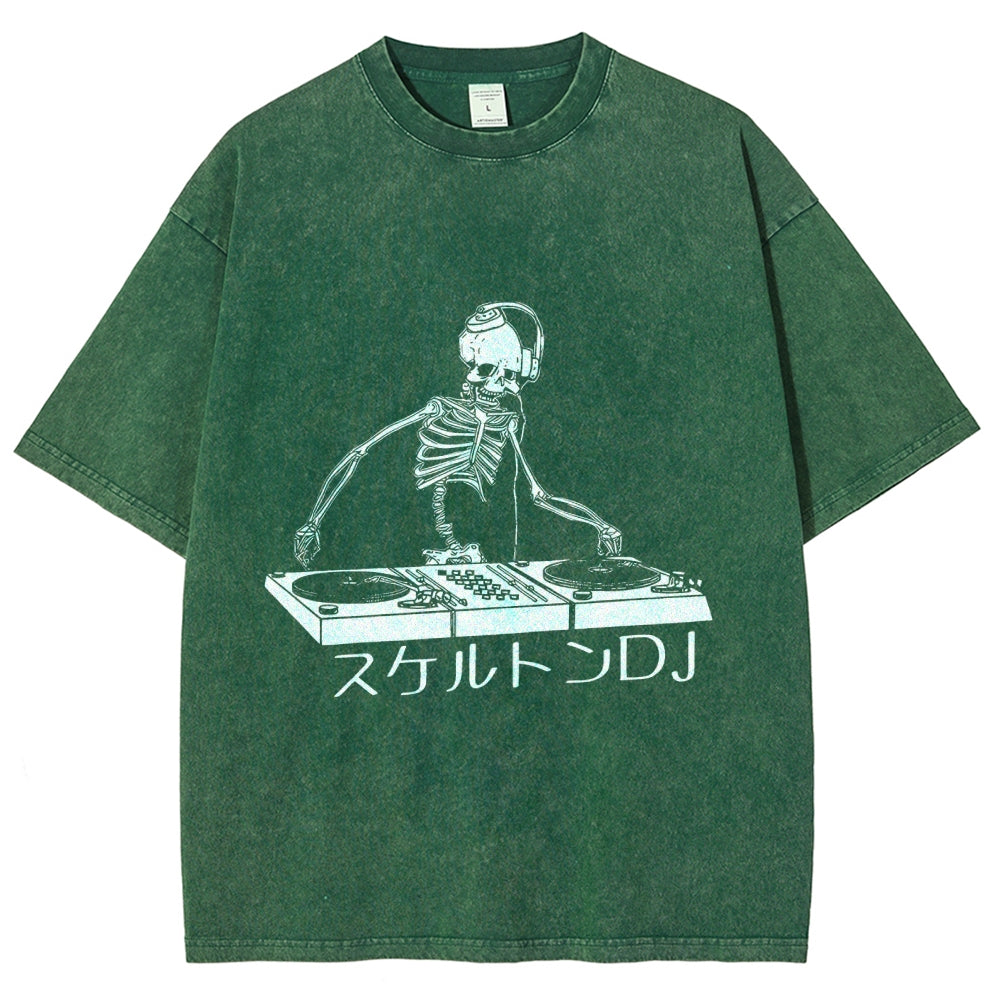 Skeleton DJ Vintage Washed T-shirt
