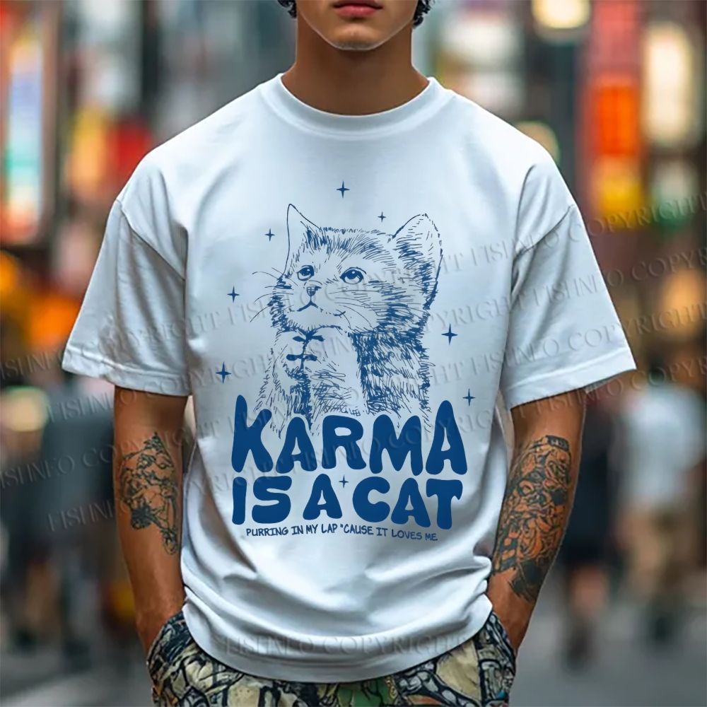 Unisex Karma Is A Cat Classic Cotton T-shirt