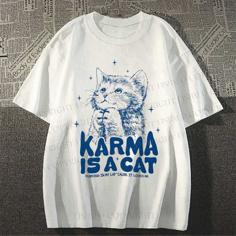 Unisex Karma Is A Cat Classic Cotton T-shirt