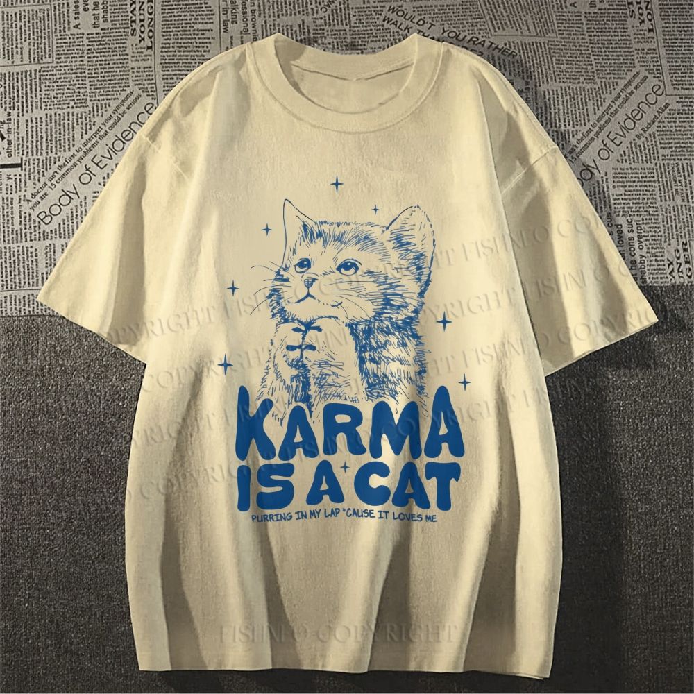 Unisex Karma Is A Cat Classic Cotton T-shirt