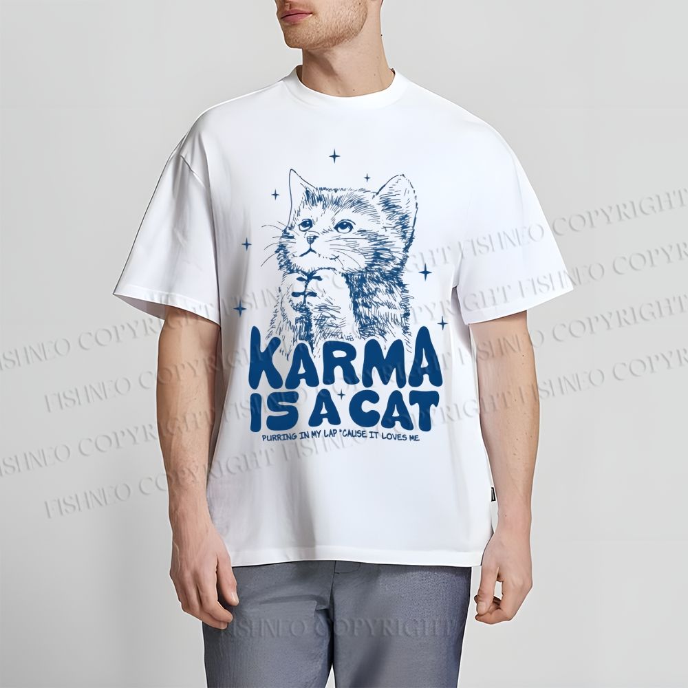 Unisex Karma Is A Cat Classic Cotton T-shirt