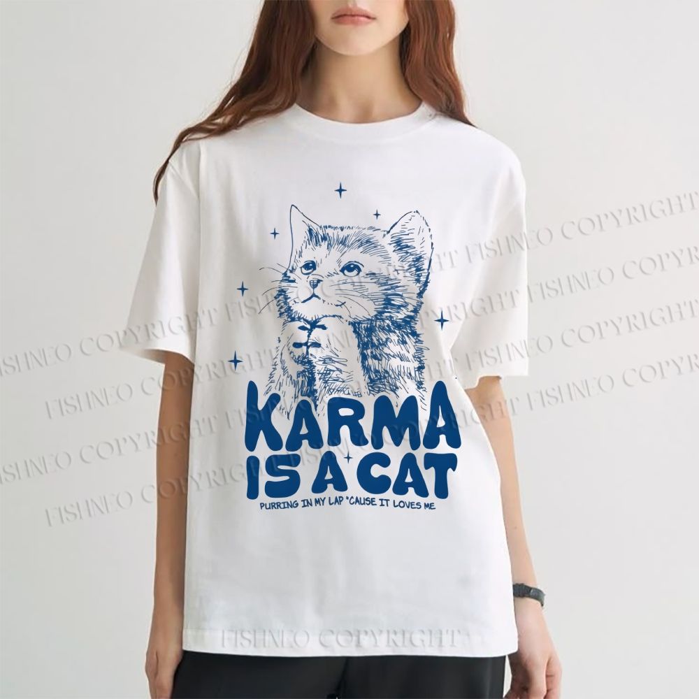 Unisex Karma Is A Cat Classic Cotton T-shirt
