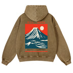 Mount Fuji Vintage Washed Cotton Back Art Hoodie