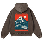 Mount Fuji Vintage Washed Cotton Back Art Hoodie