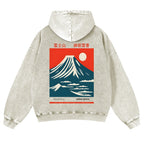Mount Fuji Vintage Washed Cotton Back Art Hoodie