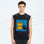 Unisex Brioche And Croissant Printed Washed Tank Top