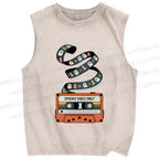 Unisex Halloween Ghost Tape Printed Washed Tank Top