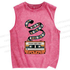 Unisex Halloween Ghost Tape Printed Washed Tank Top