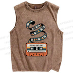 Unisex Halloween Ghost Tape Printed Washed Tank Top