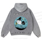 Casual Halloween Printed Washed Hoodie