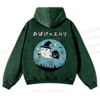 Casual Halloween Printed Washed Hoodie
