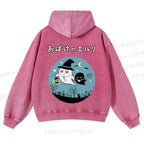 Casual Halloween Printed Washed Hoodie