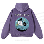 Casual Halloween Printed Washed Hoodie