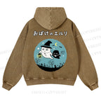 Casual Halloween Printed Washed Hoodie