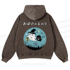 Casual Halloween Printed Washed Hoodie