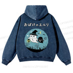 Casual Halloween Printed Washed Hoodie