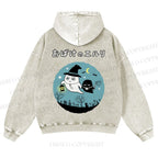 Casual Halloween Printed Washed Hoodie