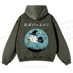 Casual Halloween Printed Washed Hoodie