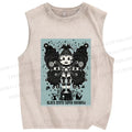 Unisex Black Moth Super Rainbow Printed Washed Tank Top