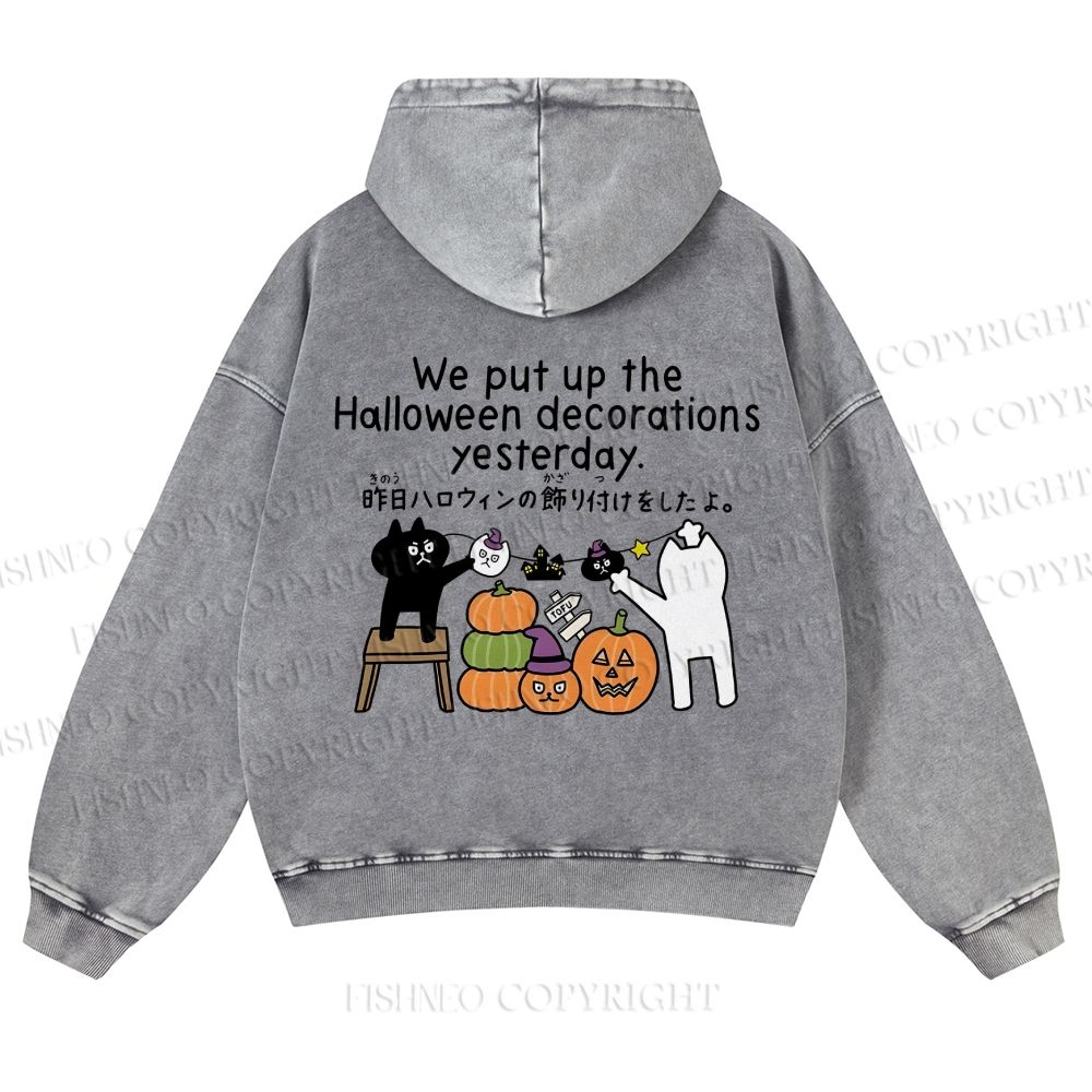 Casual Halloween Decorations Printed Washed Hoodie