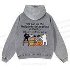 Casual Halloween Decorations Printed Washed Hoodie
