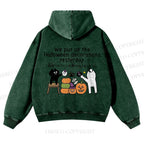 Casual Halloween Decorations Printed Washed Hoodie