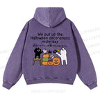 Casual Halloween Decorations Printed Washed Hoodie