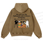 Casual Halloween Decorations Printed Washed Hoodie