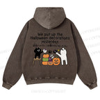 Casual Halloween Decorations Printed Washed Hoodie