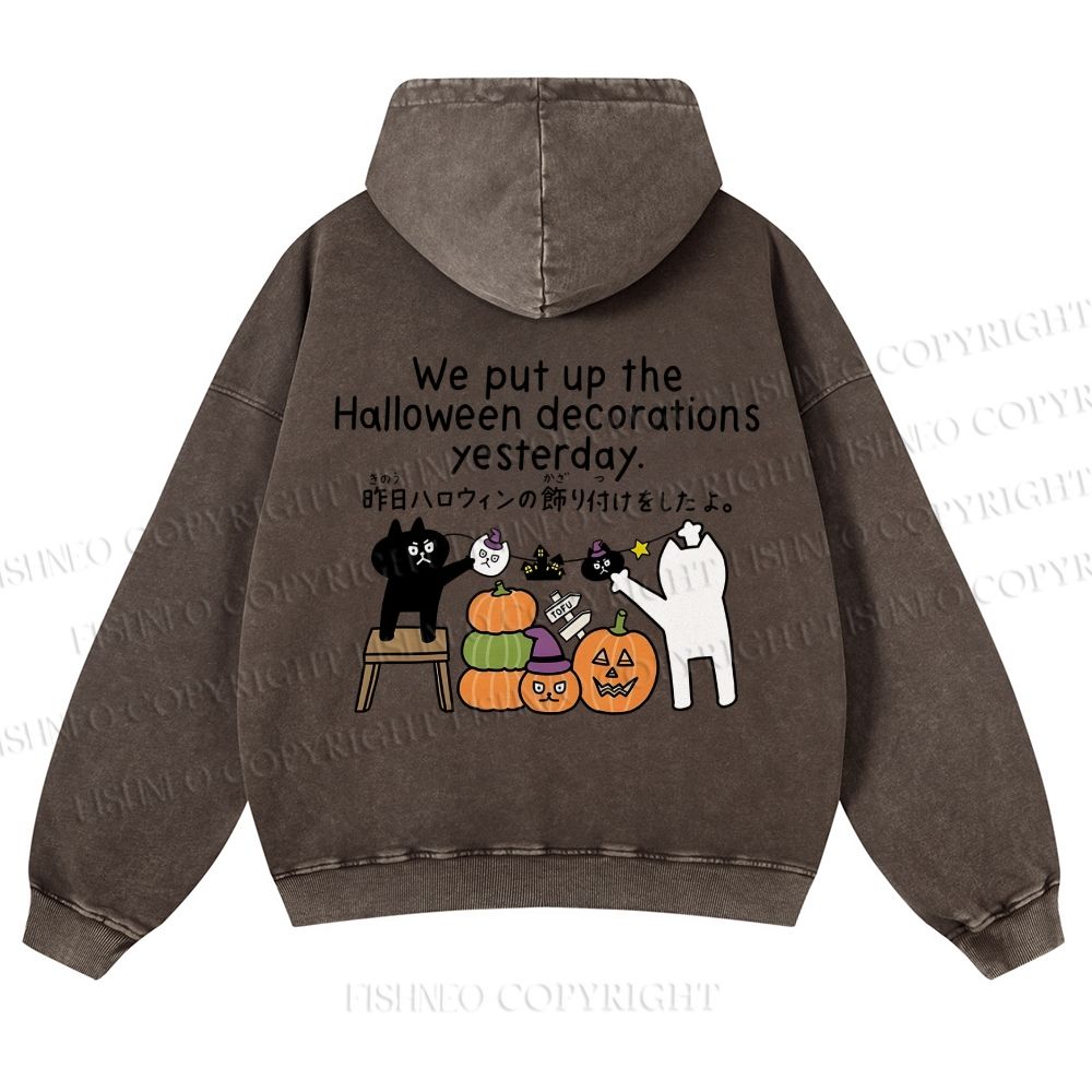 Casual Halloween Decorations Printed Washed Hoodie