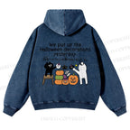 Casual Halloween Decorations Printed Washed Hoodie