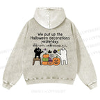 Casual Halloween Decorations Printed Washed Hoodie