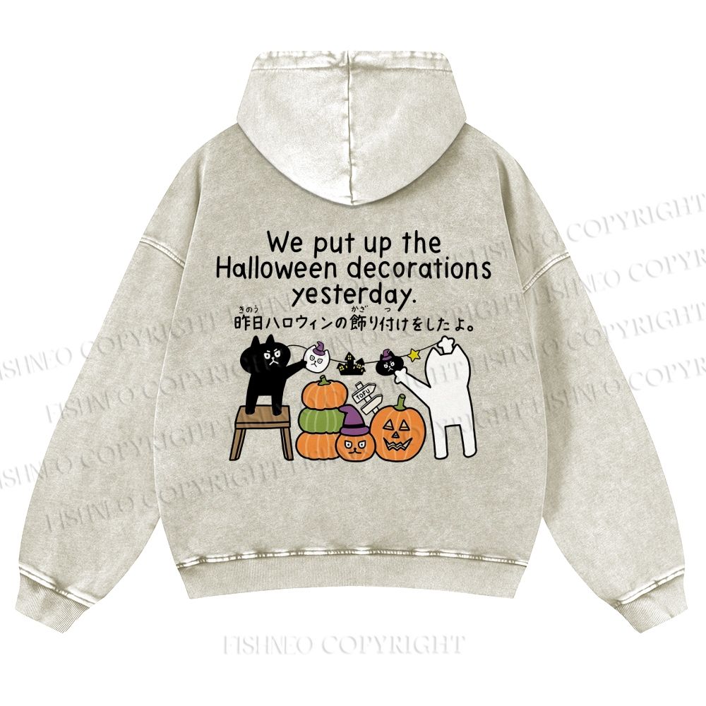 Casual Halloween Decorations Printed Washed Hoodie