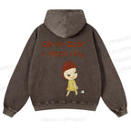 Casual Yoshitomo Nara I Miss You Printed Washed Hoodie